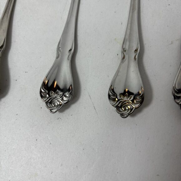Oneida Flatware Spoons Arbor Rose True Rose Stainless 7 Place Soup & 2 Tea D3 - Picture 6 of 6
